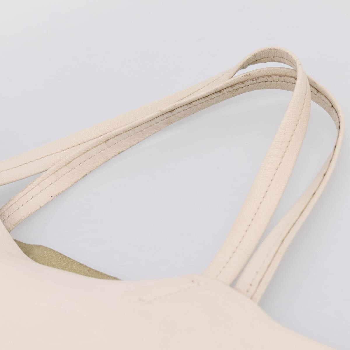 Celine Cabas Leather White Leather Tote Bag Bag (Pre-Owned)