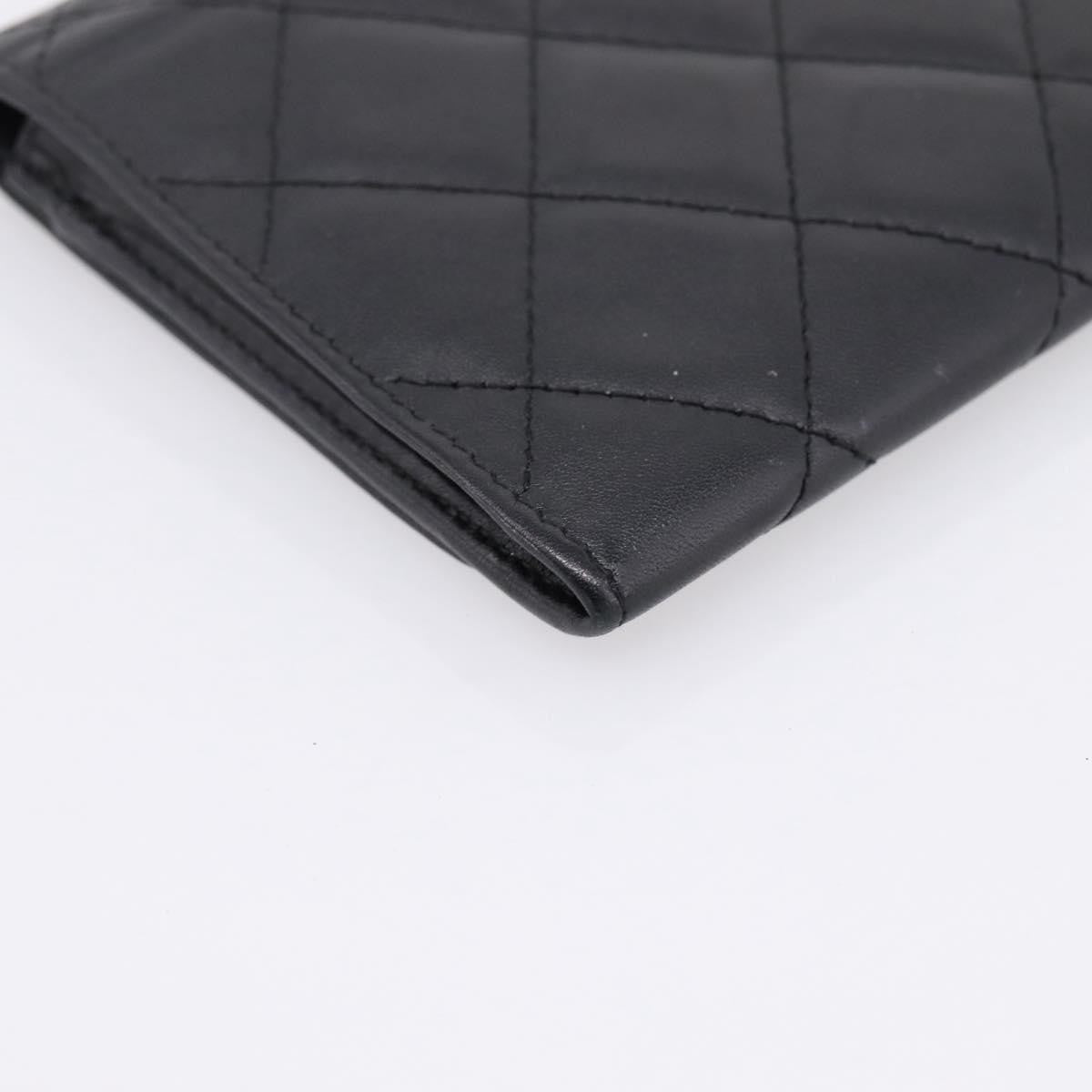 Chanel Cambon Flap Card Case Quilted Lambskin Black Leather Card Holders Accessory (Pre-Owned)