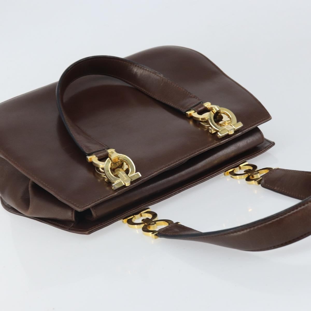 Salvatore Ferragamo Gancini Leather Brown Leather Handbag (Pre-Owned)
