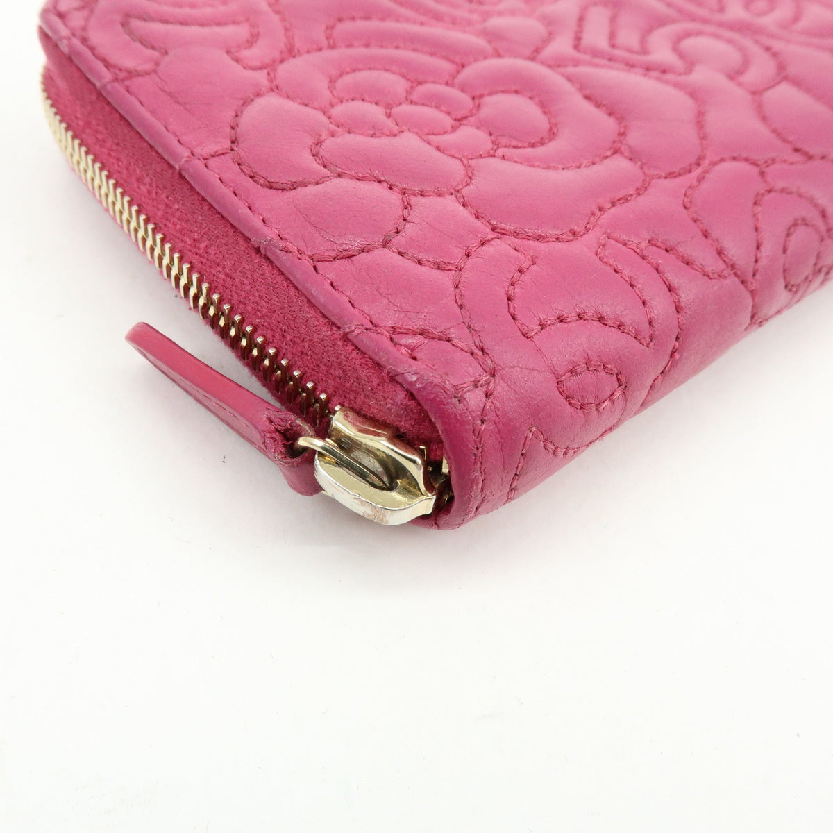 Chanel Zip Around Camellia Patent Pink Calfskin Wallets Accessory (Pre-Owned)