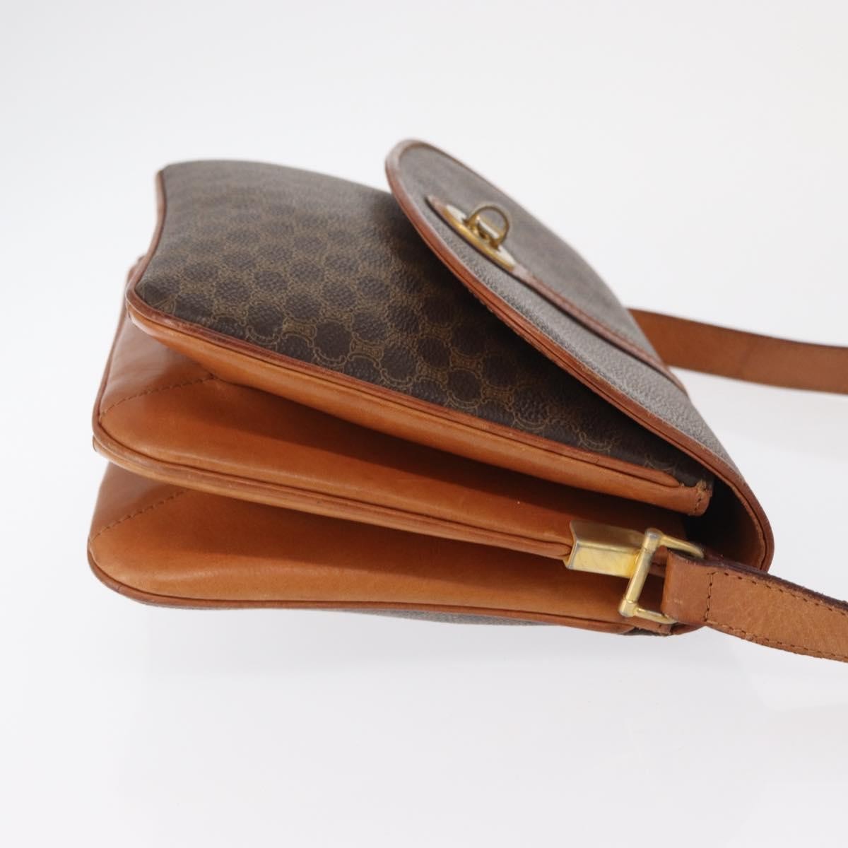 Celine Vintage Macadam Canvas And Leather Brown Canvas Shoulder Bag Bag (Pre-Owned)