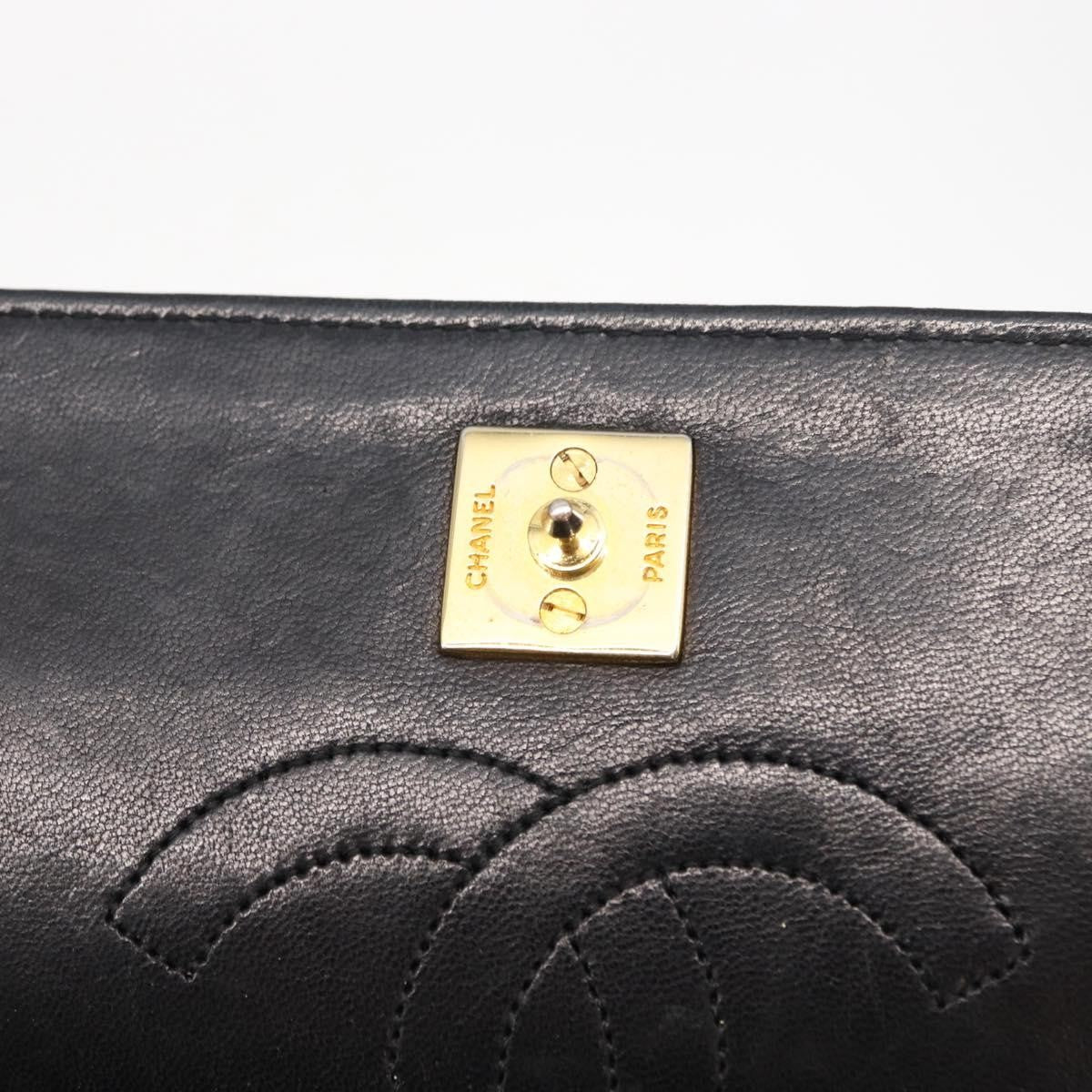 Chanel Vintage Full Flap Quilted Lambskin Black Leather Shoulder Bag Bag (Pre-Owned)