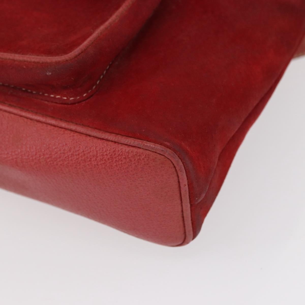 Gucci Vintage Bamboo Leather Red Leather Backpack Bag (Pre-Owned)