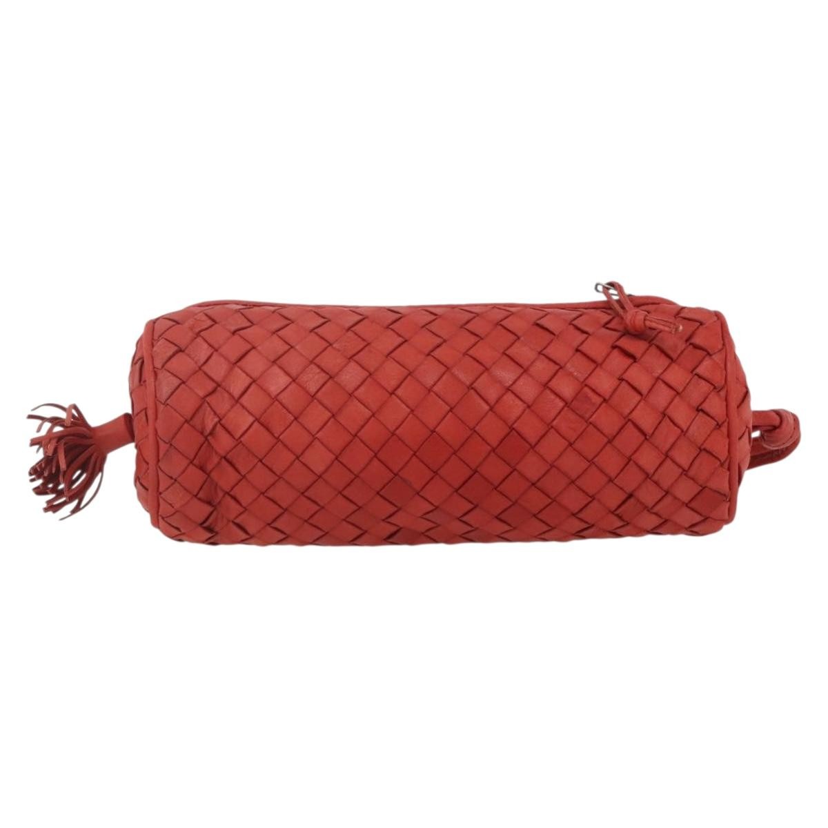 Bottega Veneta Intrecciato Clutch Leather Red Leather Clutche & Pouche Bag (Pre-Owned)