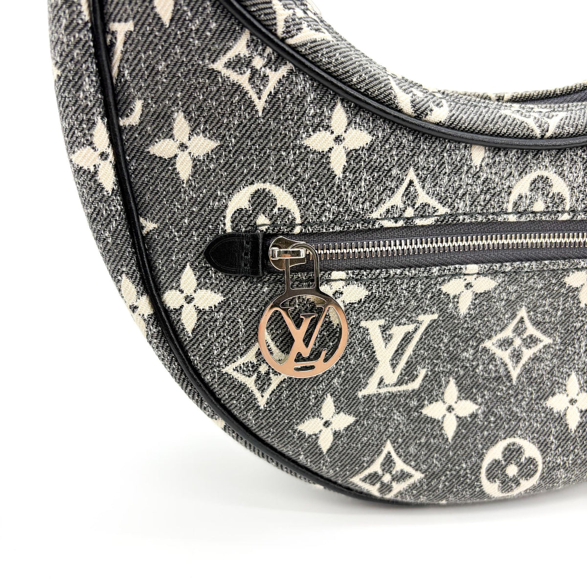 Louis Vuitton Loop Monogram Denim Black Denim_Jeans Handbag (Pre-Owned)