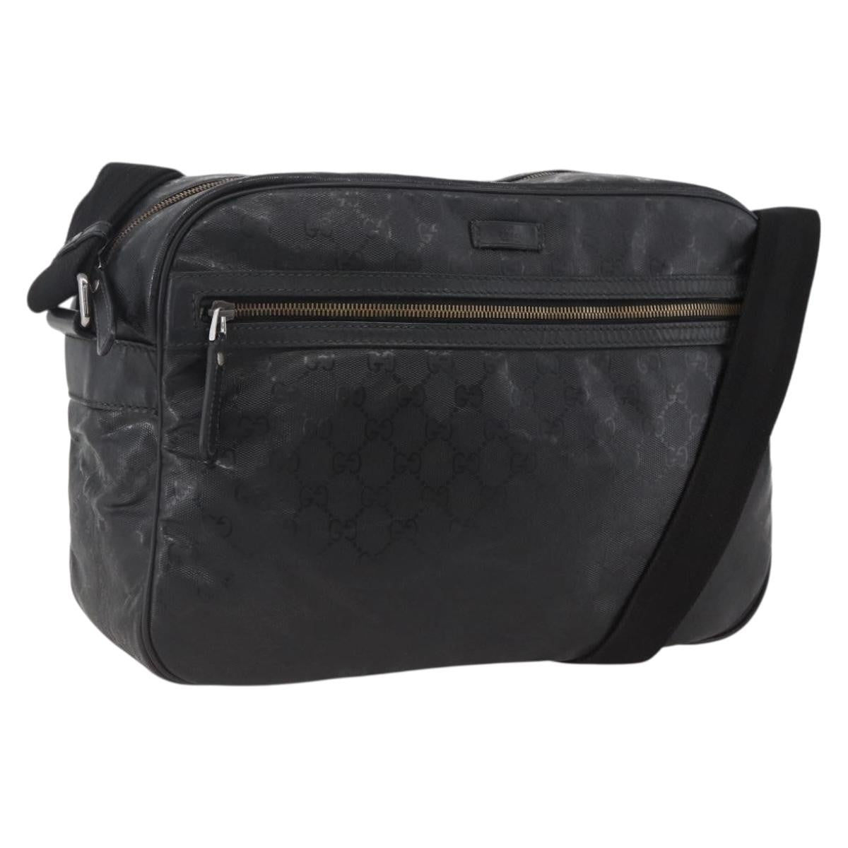 Gucci Zip Messenger Gg Imprime Black Canvas Shoulder Bag Bag (Pre-Owned)