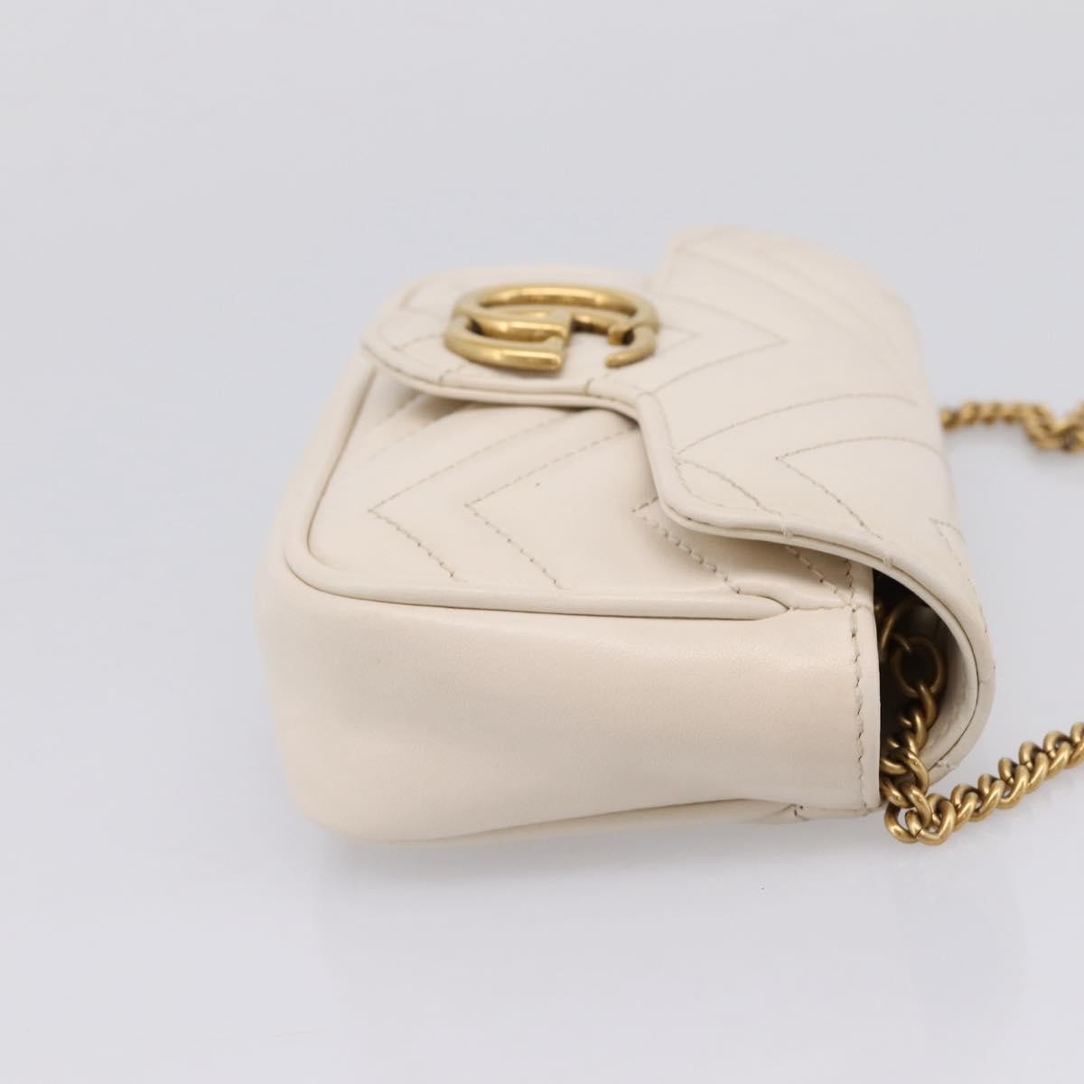 Gucci Gg Marmont Flap Chain Gg Coated Canvas And Leather Beige Leather Shoulder Bag Bag (Pre-Owned)