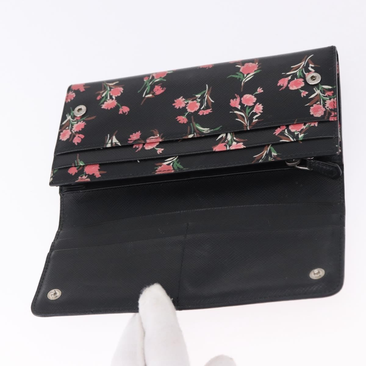 Prada Saffiano Leather Black Leather Wallets Accessory (Pre-Owned)