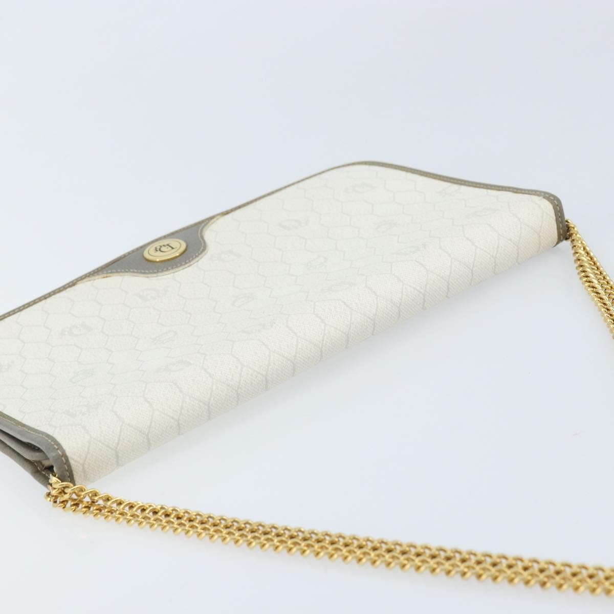 Christian Dior Vintage Honeycomb Zip Coated Canvas White Canvas Clutche & Pouche Bag (Pre-Owned)