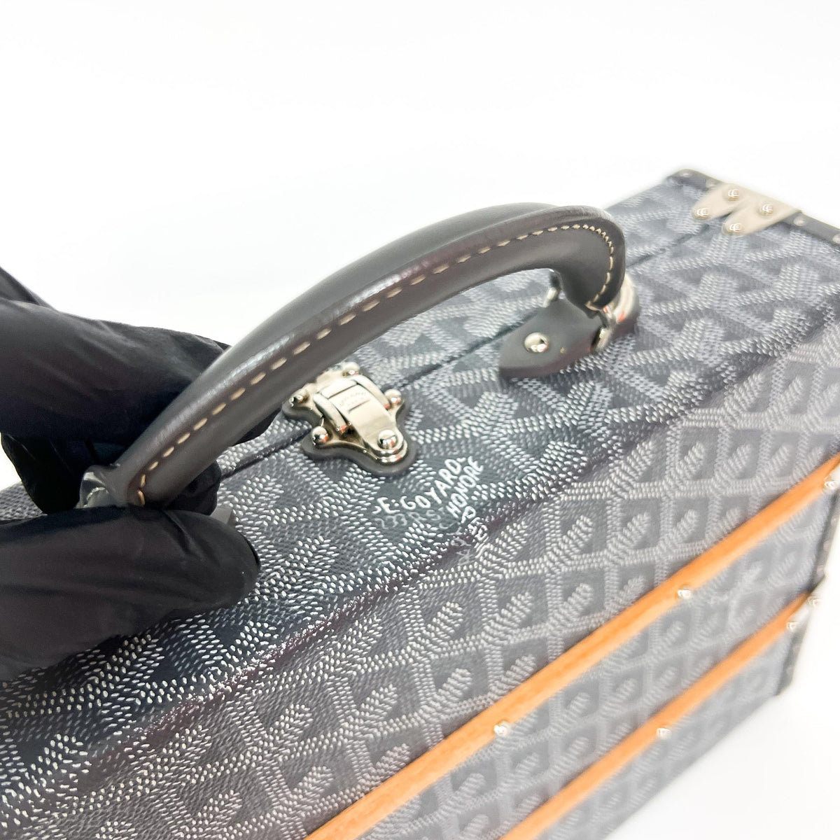 Goyard Grand Hotel Trunk Coated Canvas Black Canvas Handbag (Pre-Owned)