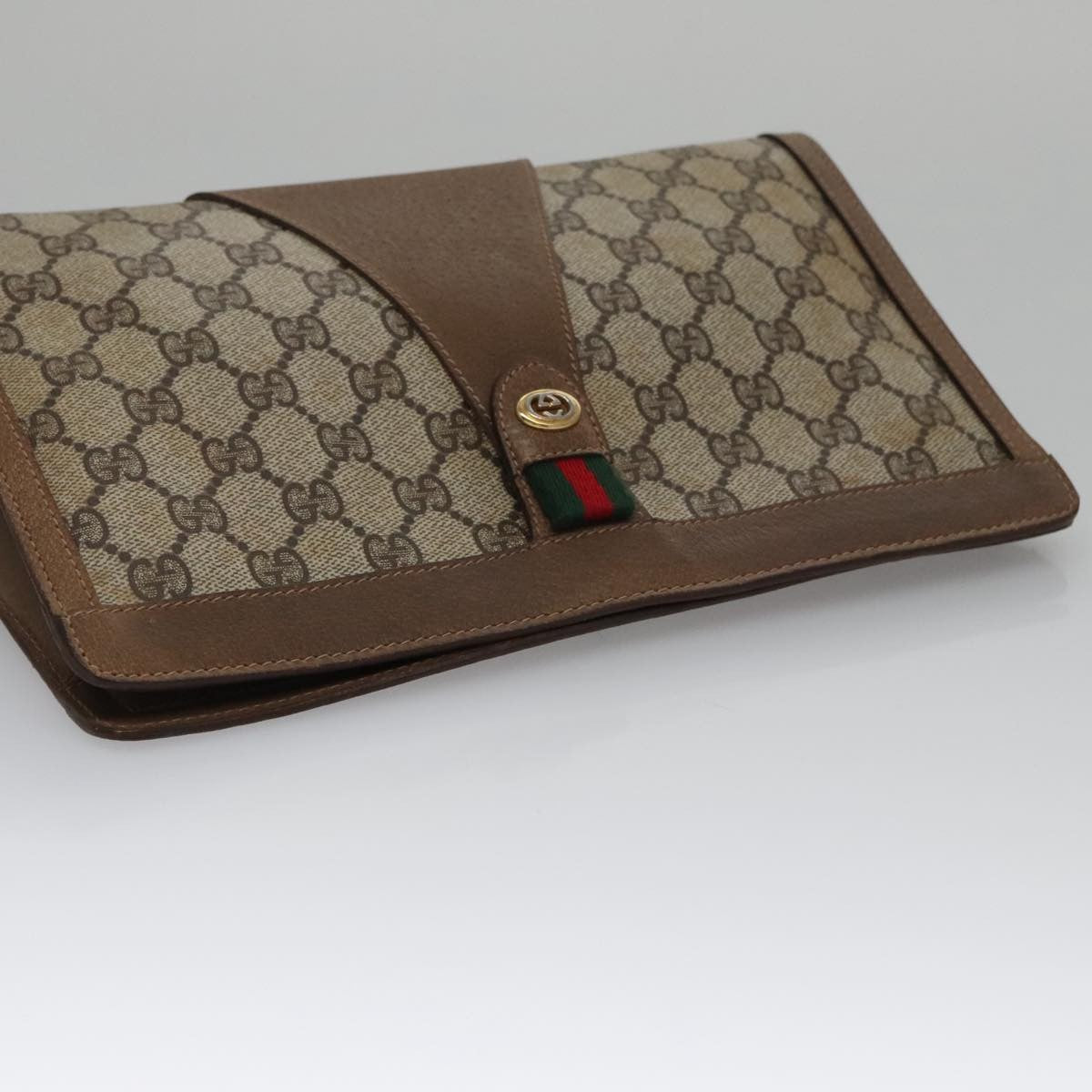 Gucci Sherry Line Canvas Beige Canvas Clutche & Pouche Bag (Pre-Owned)