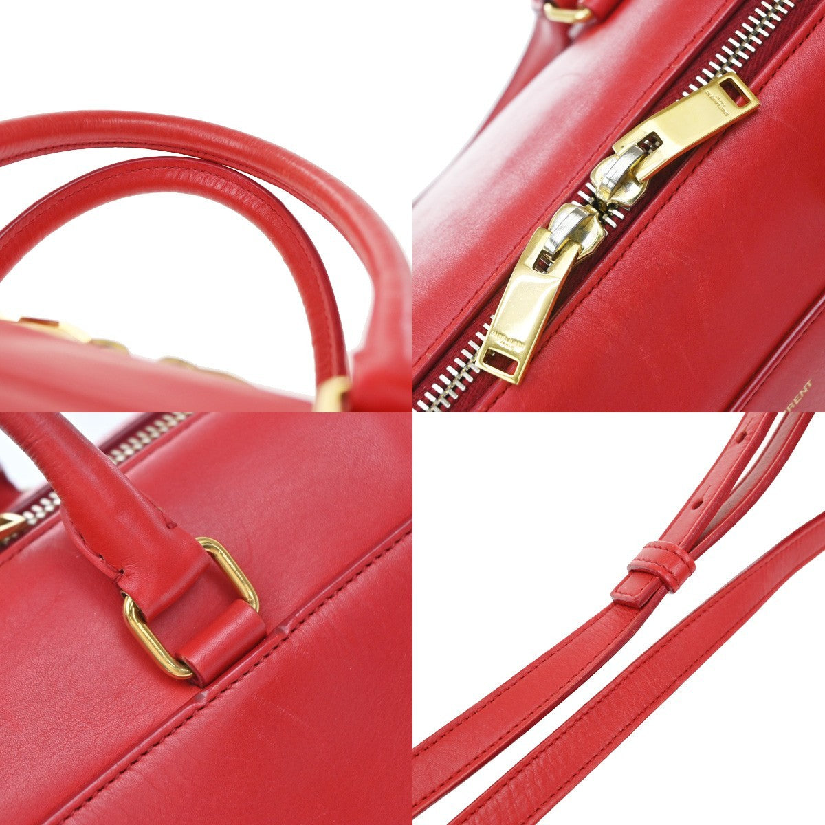 Saint Laurent Classic Baby Duffle Leather Red Leather Handbag (Pre-Owned)