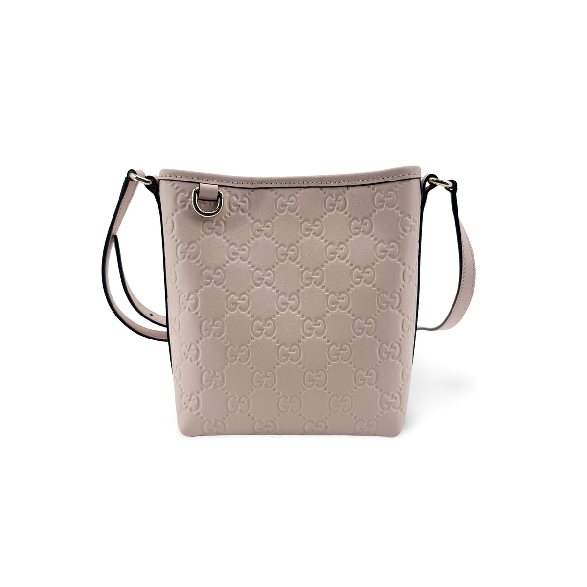 Gucci Gg Emblem Bucket Bag Leather Beige Calfskin Shoulder Bag Bag (Pre-Owned)