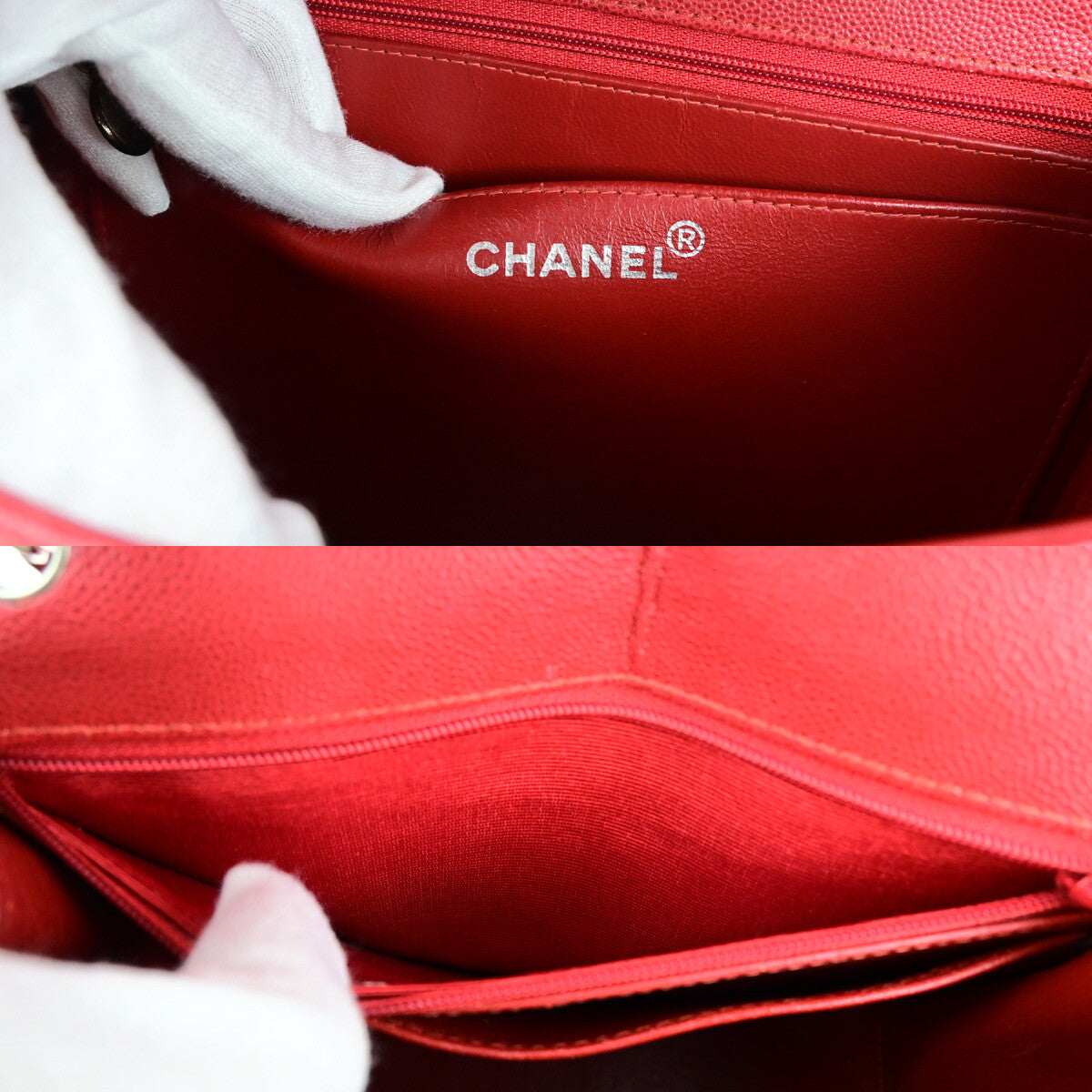 Chanel Vintage Cc Flap Top Handle Calfskin Leather Red Calfskin Bag (Pre-Owned)