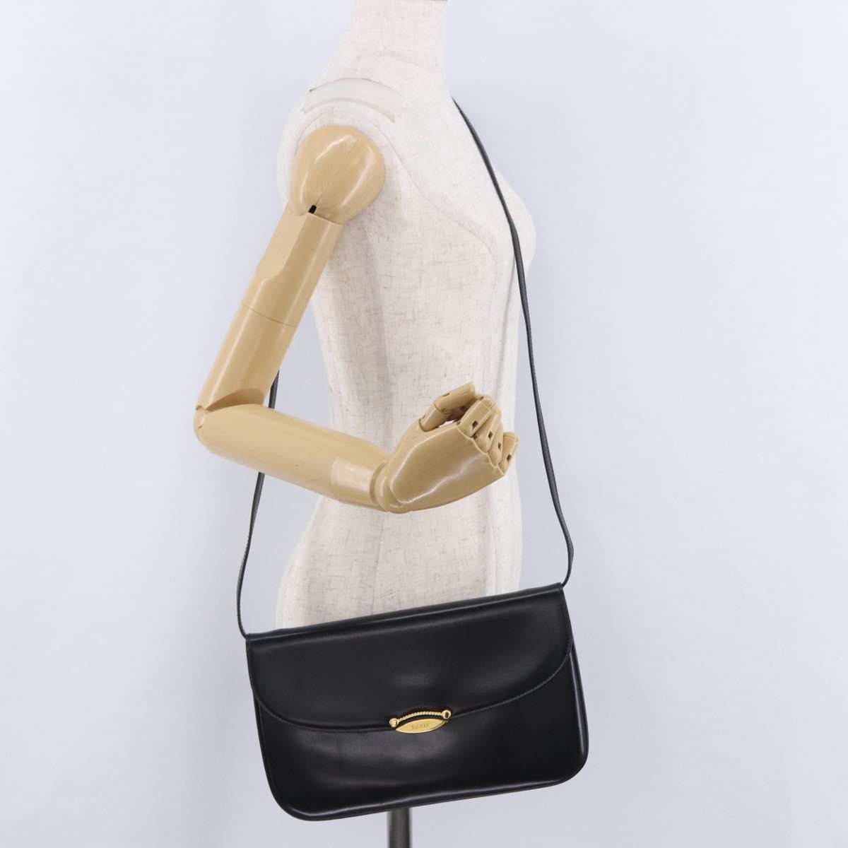 Bally Vintage Leather Black Leather Shoulder Bag Bag (Pre-Owned)