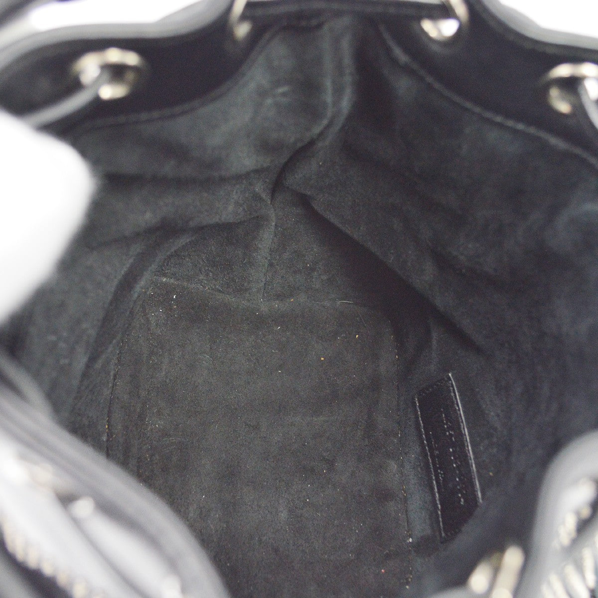 Saint Laurent Fringe Emmanuelle Bucket Studded Leather Black Leather Handbag (Pre-Owned)
