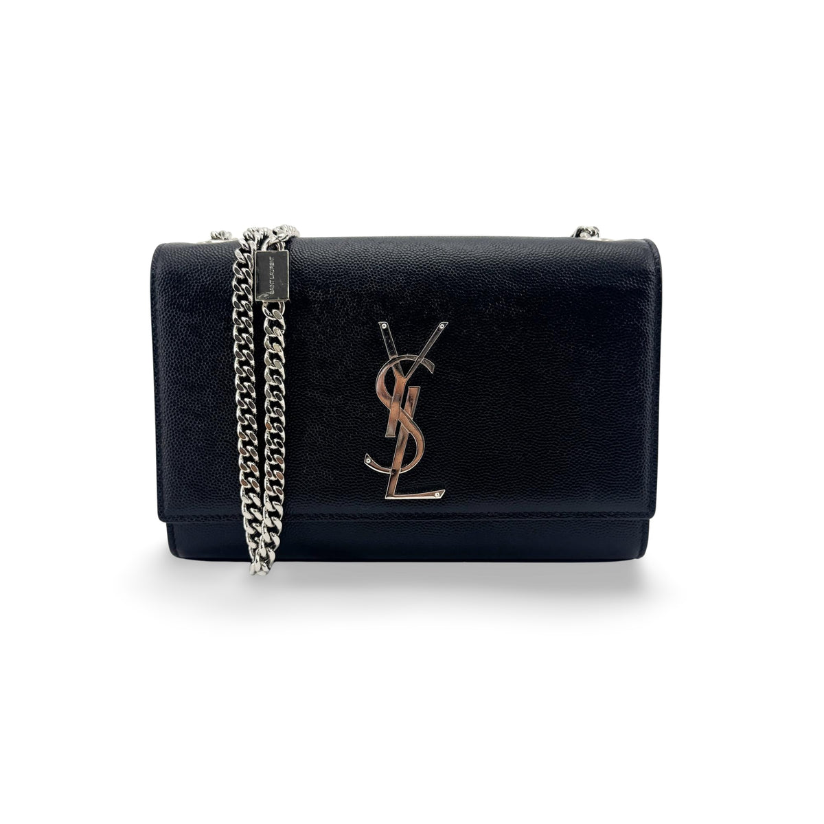 Saint Laurent Classic Monogram Flap Chain Leather Black Leather Crossbody Bag Bag (Pre-Owned)
