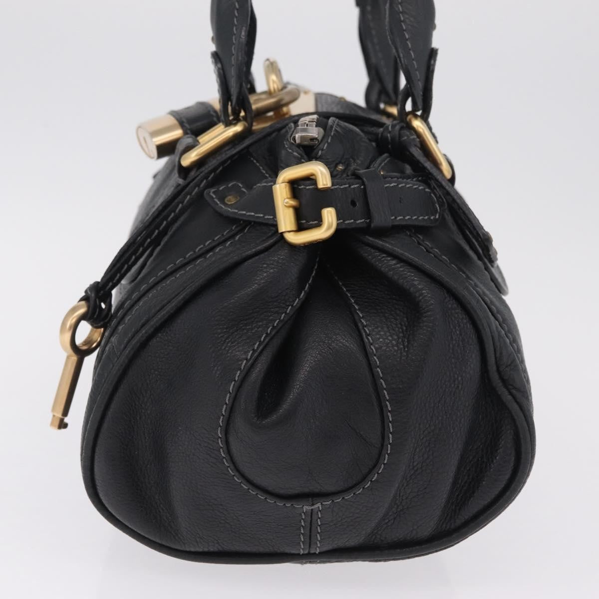 Chloe Paddington Lock Leather Black Leather Handbag (Pre-Owned)