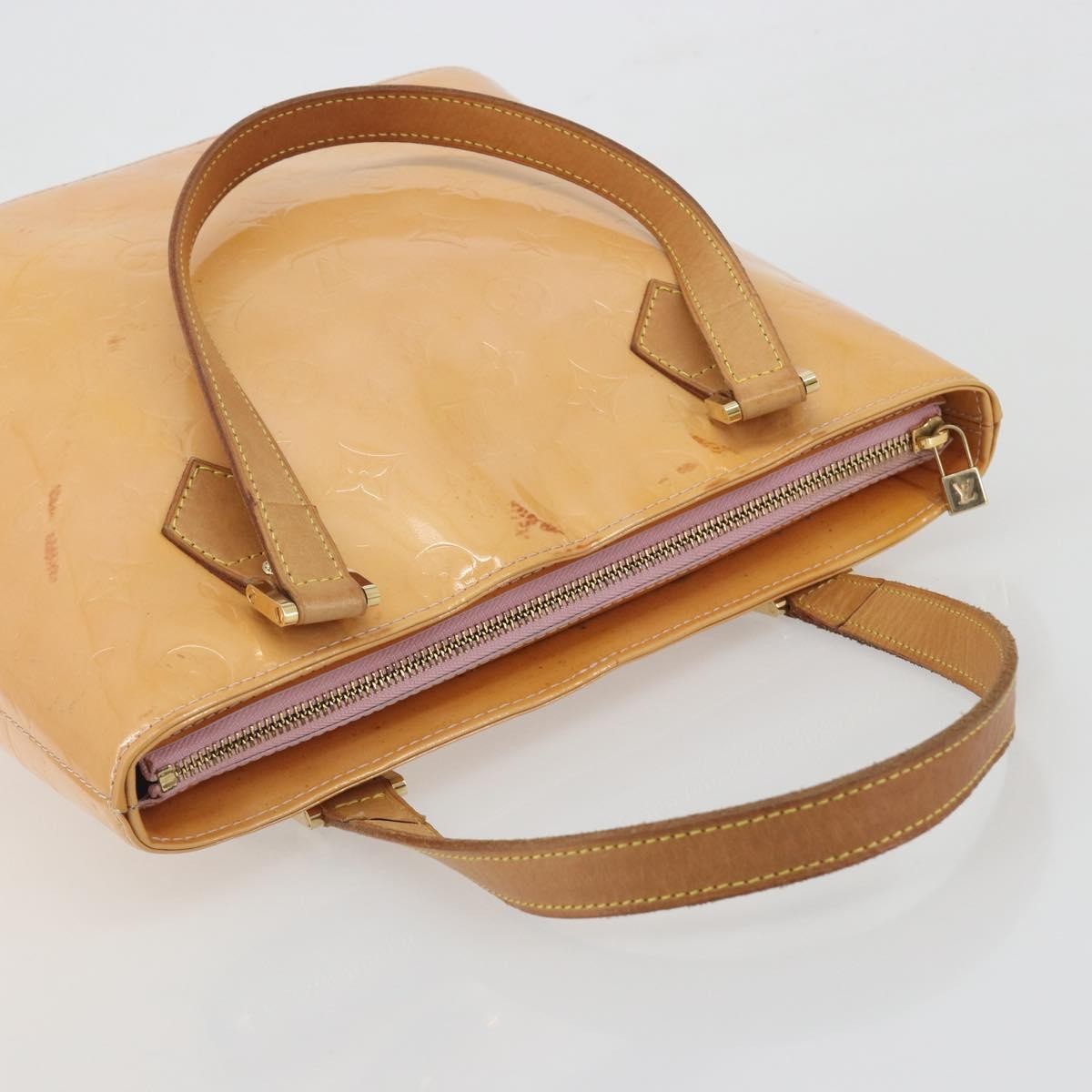 Louis Vuitton Houston Monogram Vernis Beige Patent_Leather Handbag (Pre-Owned)