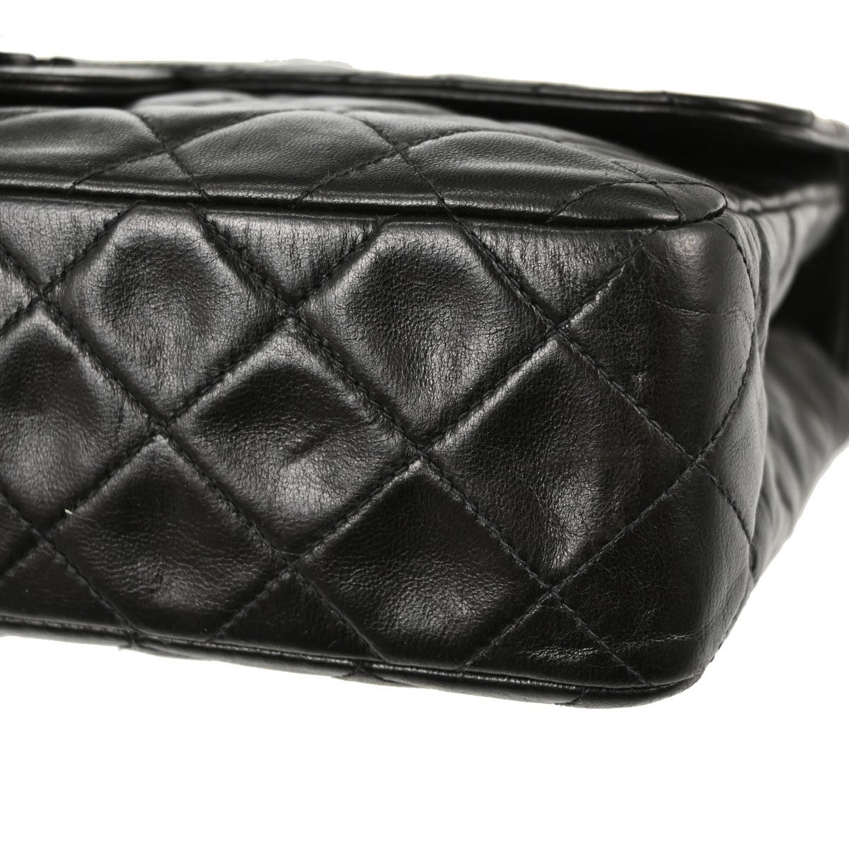 Chanel So Black Classic Single Flap Quilted Lambskin Black Leather Handbag (Pre-Owned)