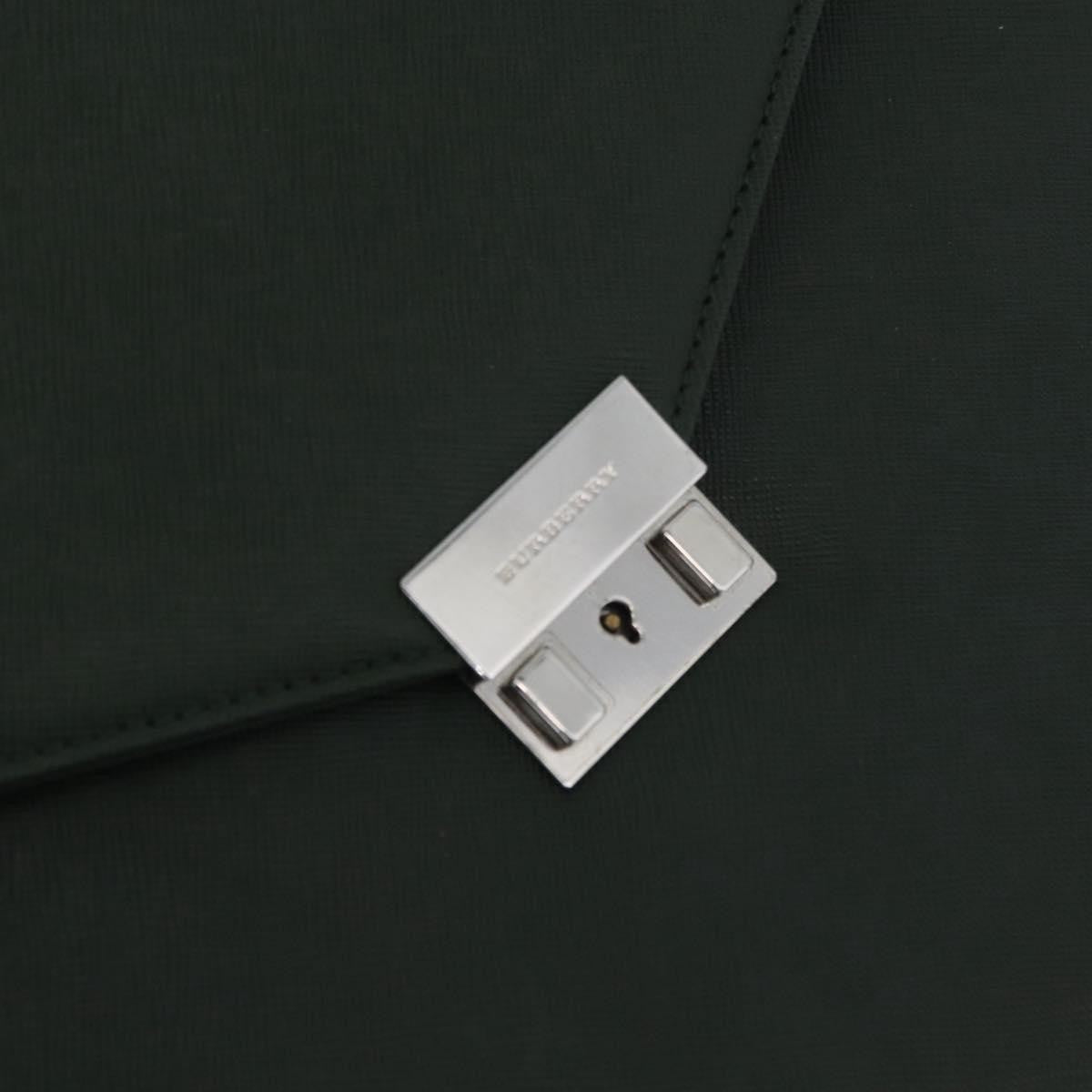 Burberry Briefcase Leather Green Leather Briefcase Bag (Pre-Owned)