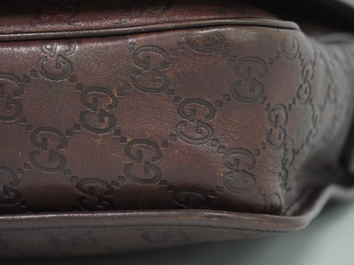 Gucci Flap Messenger Bag (Outlet) Guccissima Leather Brown Leather Shoulder Bag Bag (Pre-Owned)