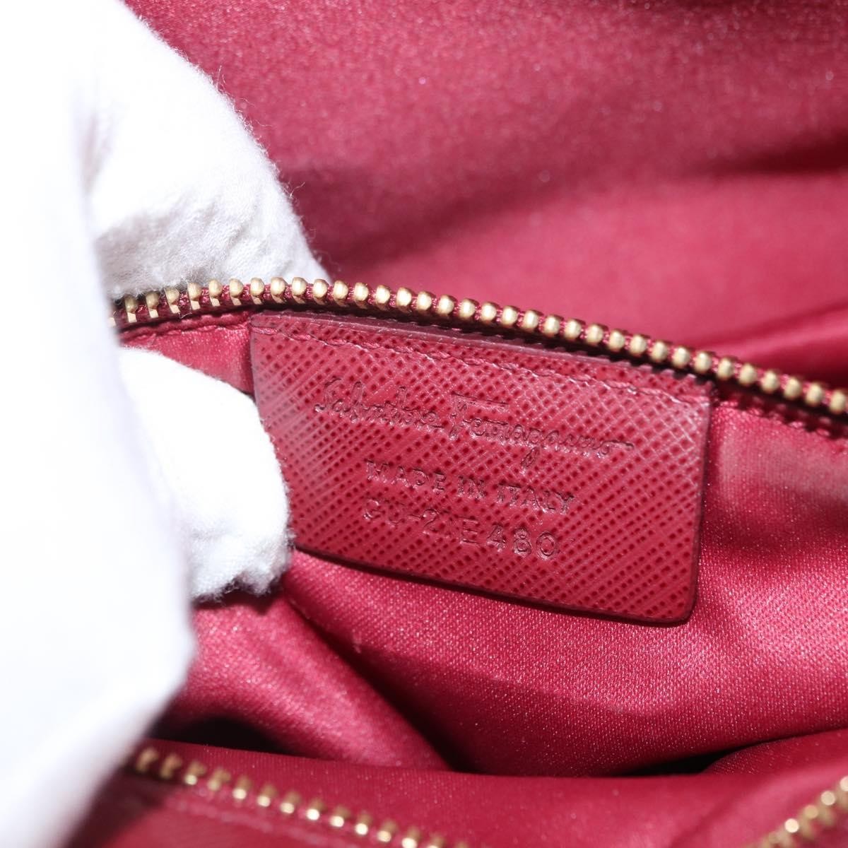 Salvatore Ferragamo Vala Chain Leather Burgundy Leather Shoulder Bag Bag (Pre-Owned)