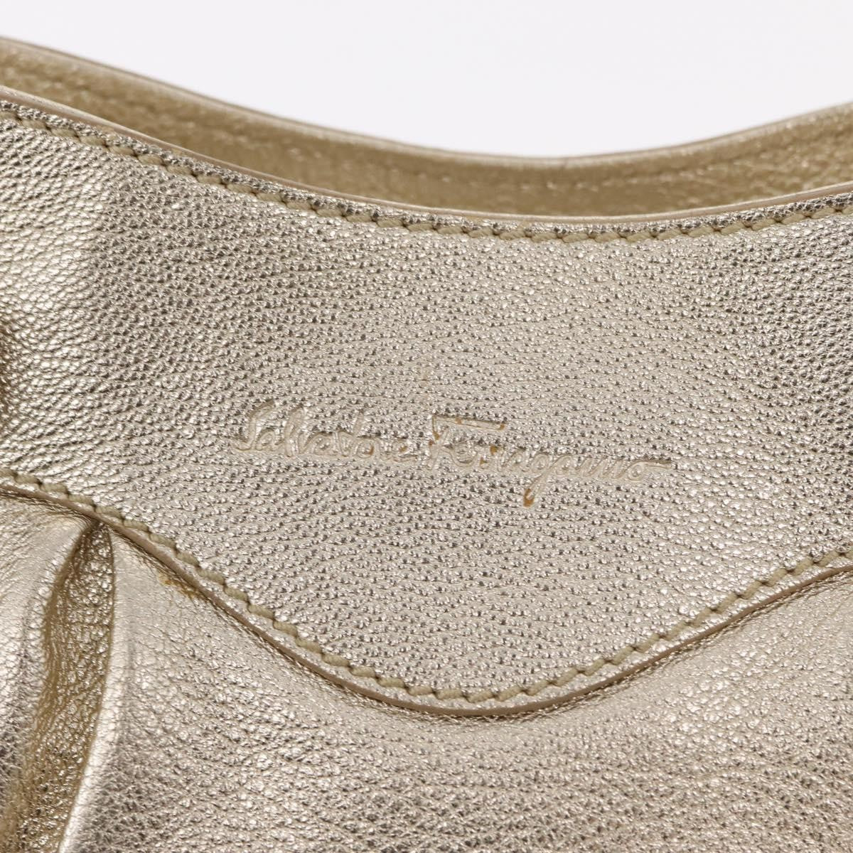 Salvatore Ferragamo Gancini Leather Gold Leather Shoulder Bag Bag (Pre-Owned)