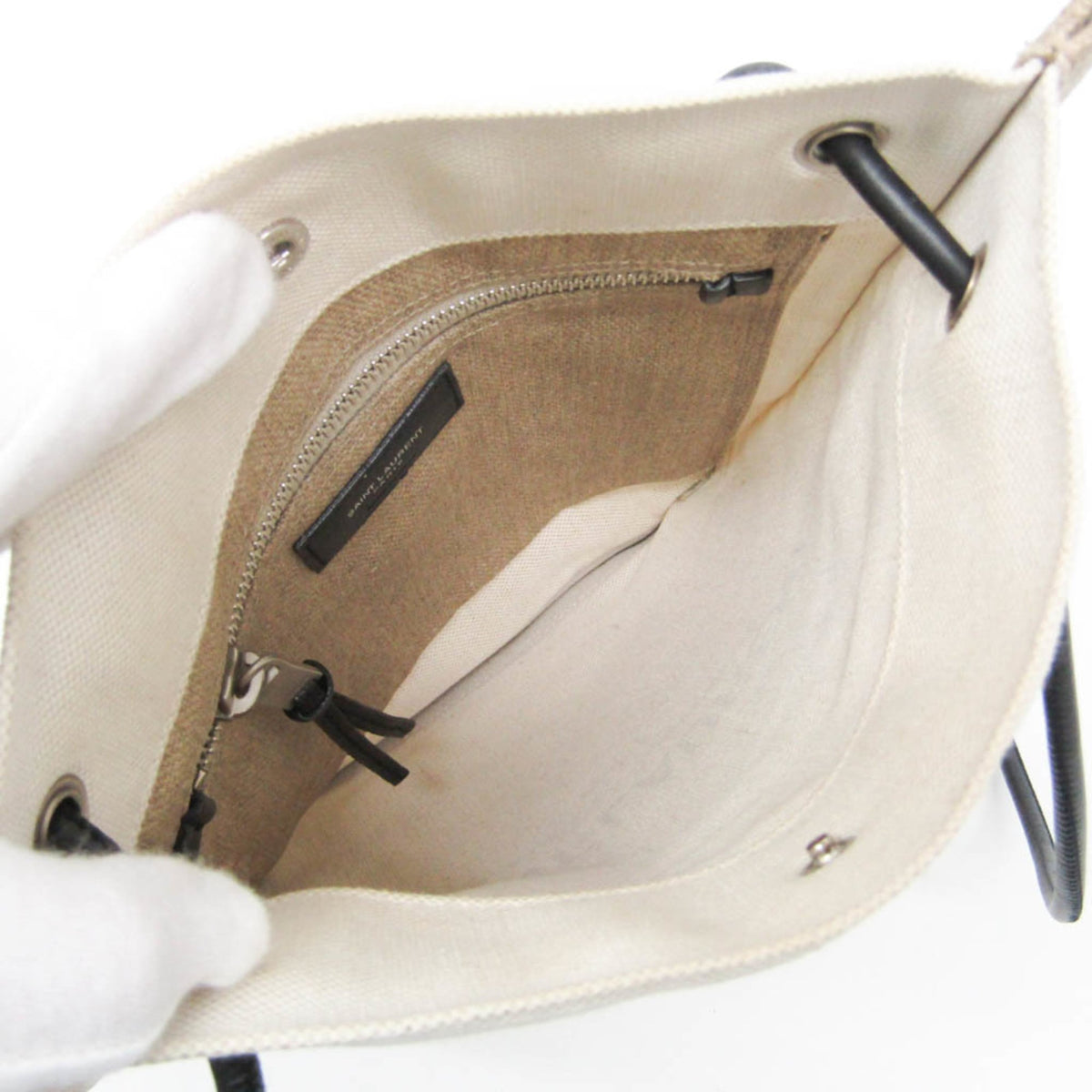 Saint Laurent Universite Flat Canvas Beige Canvas Crossbody Bag Bag (Pre-Owned)