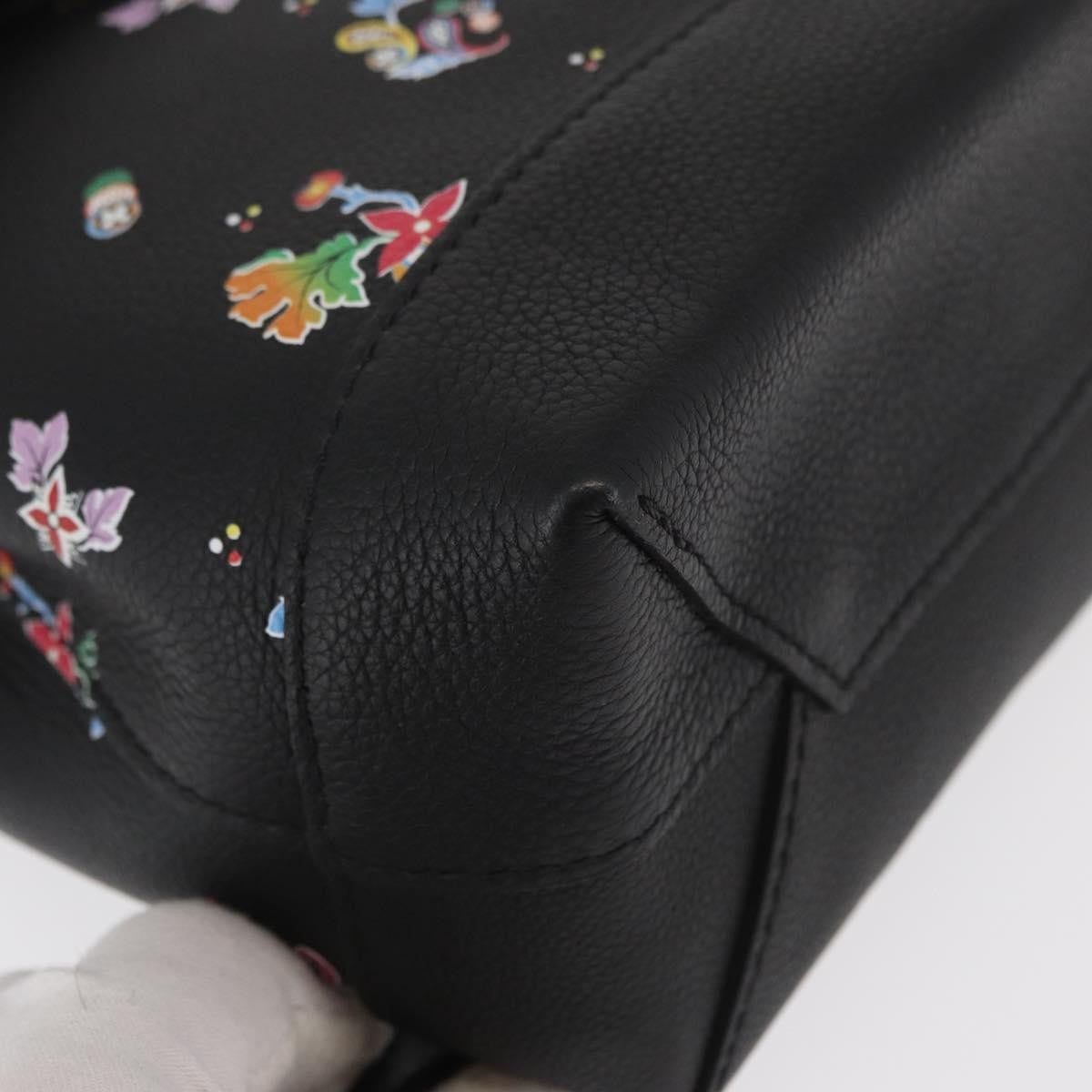 Louis Vuitton Lockme Floral Printed Leather Black Leather Backpack Bag (Pre-Owned)