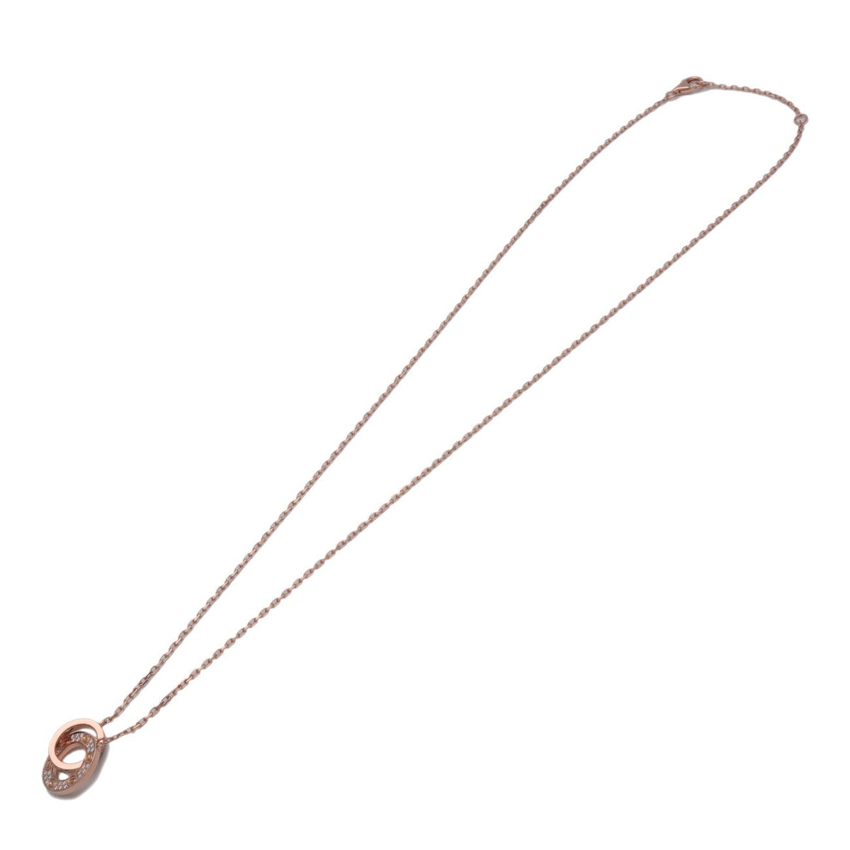 Cartier Love Interlocking Pave 18K Rose Gold And Diamonds Pink Rose_Gold Necklace Jewelry (Pre-Owned)