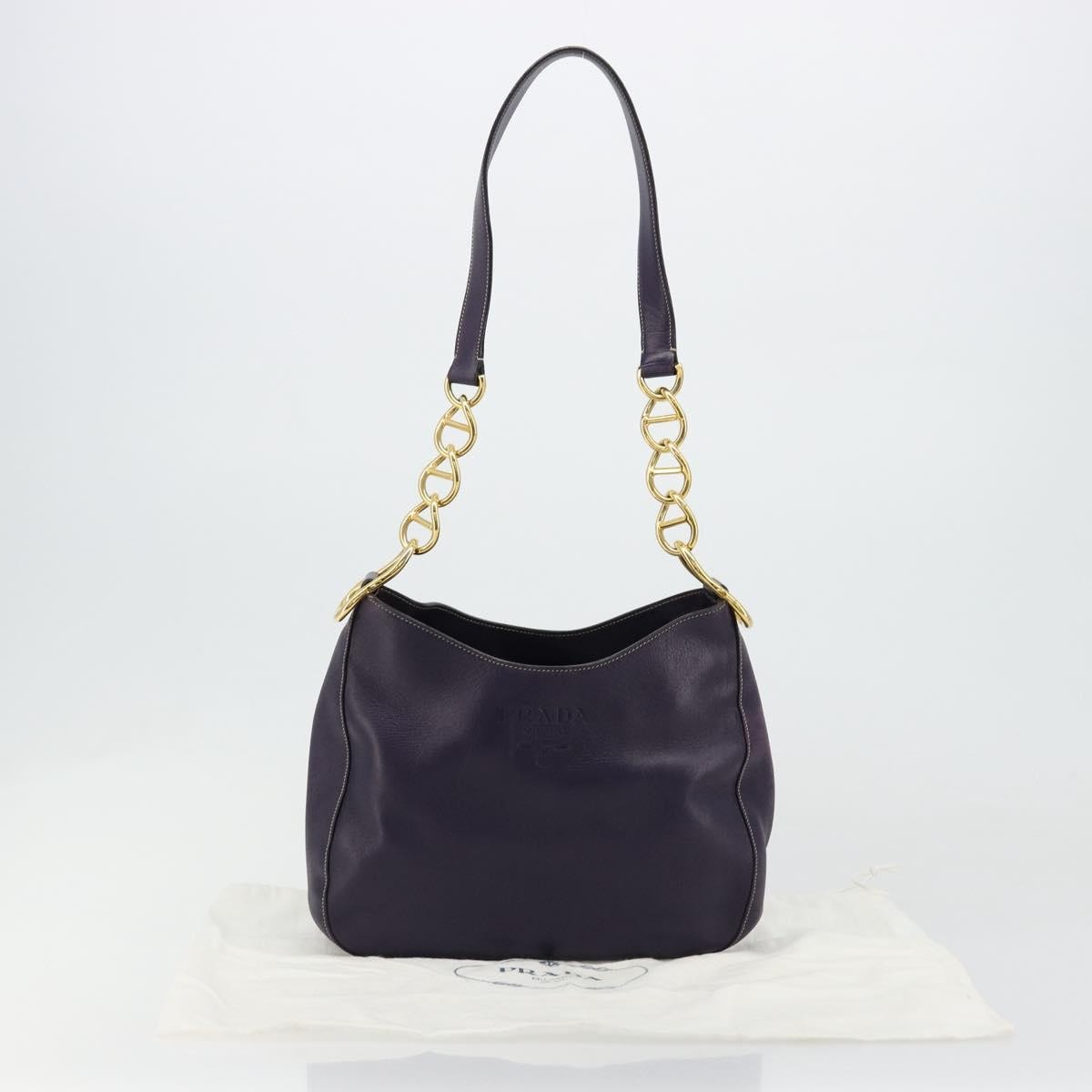 Prada Chain Leather Purple Leather Handbag (Pre-Owned)