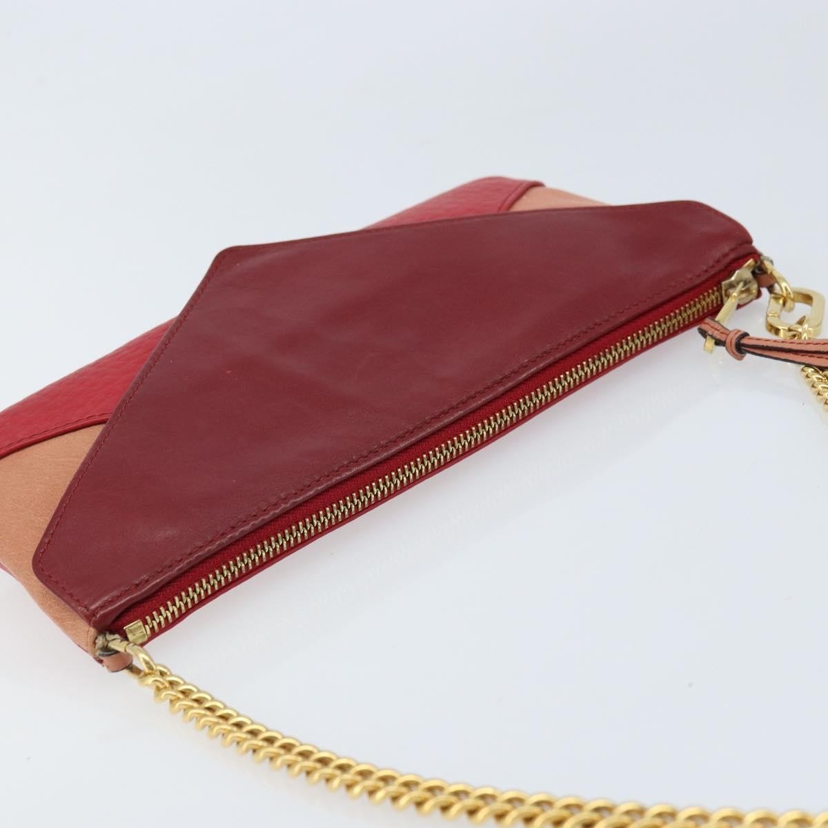 Chloe Envelope Wallet On Chain Leather Red Leather Shoulder Bag Bag (Pre-Owned)
