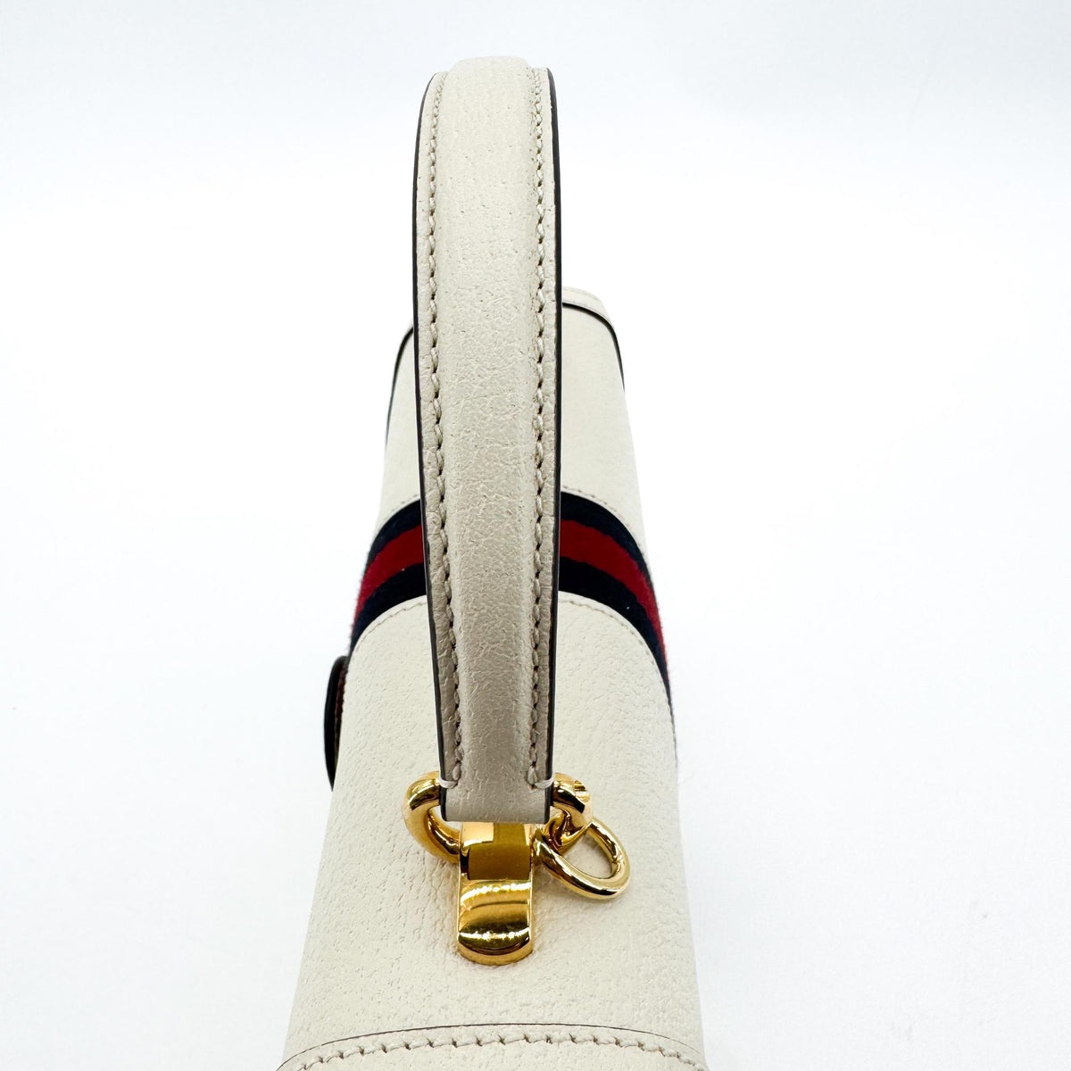 Gucci Ophidia Flap Top Handle Leather White Leather Handbag (Pre-Owned)
