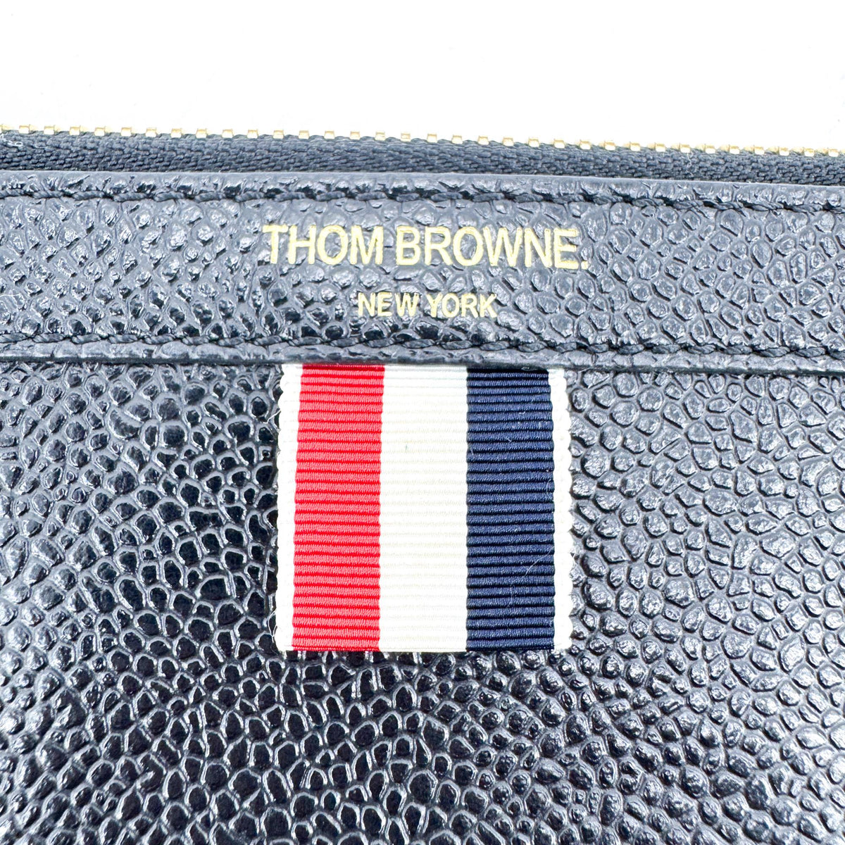 Thom Browne Zip Document Holder Leather With Applique Navy Leather Briefcase Bag (Pre-Owned)