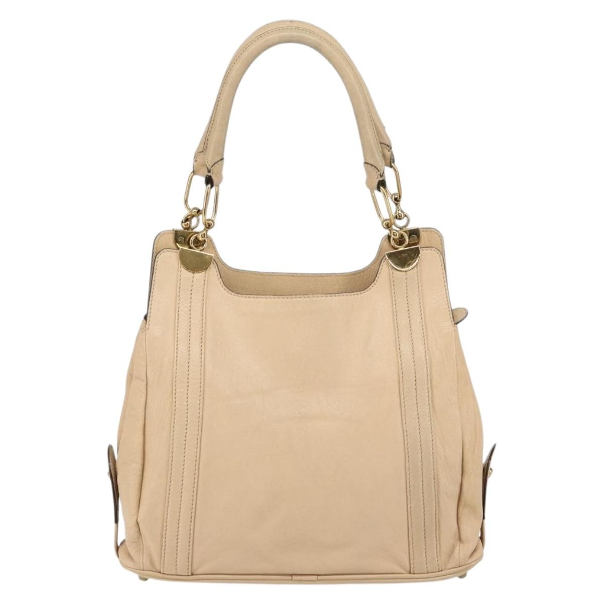 Chloe Vintage Leather Beige Leather Tote Bag Bag (Pre-Owned)