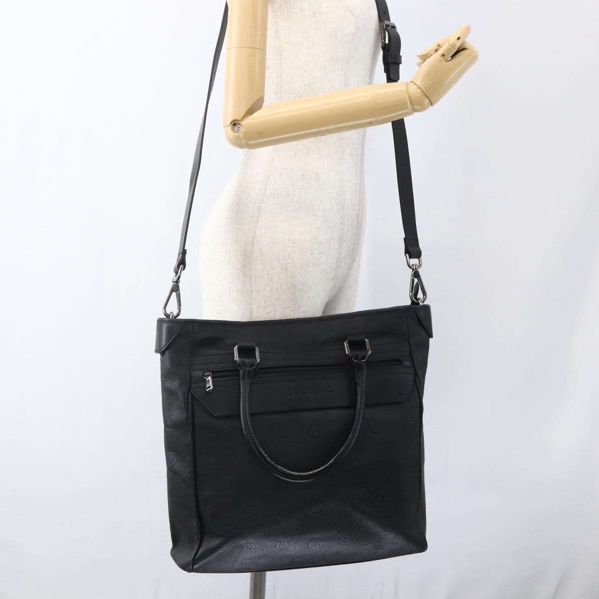 Salvatore Ferragamo Vintage Leather Black Leather Tote Bag Bag (Pre-Owned)