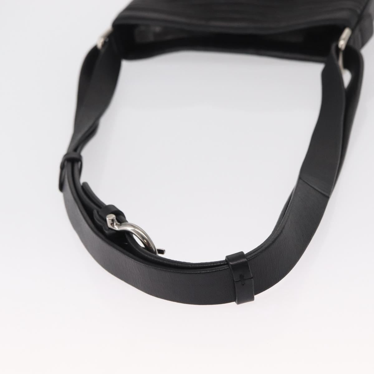 Salvatore Ferragamo Gancini Leather Black Leather Shoulder Bag Bag (Pre-Owned)