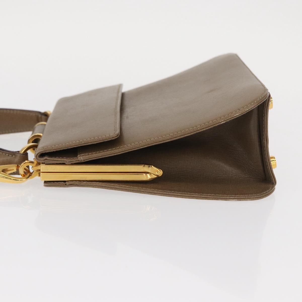 Salvatore Ferragamo Gancini Leather Beige Leather Handbag (Pre-Owned)