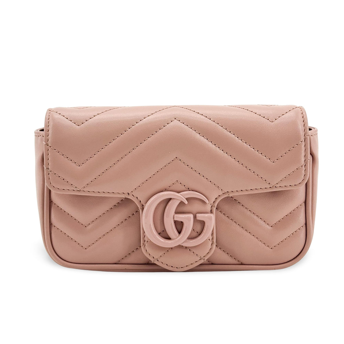 Gucci Gg Marmont Flap Matelasse Leather Pink Leather Handbag (Pre-Owned)