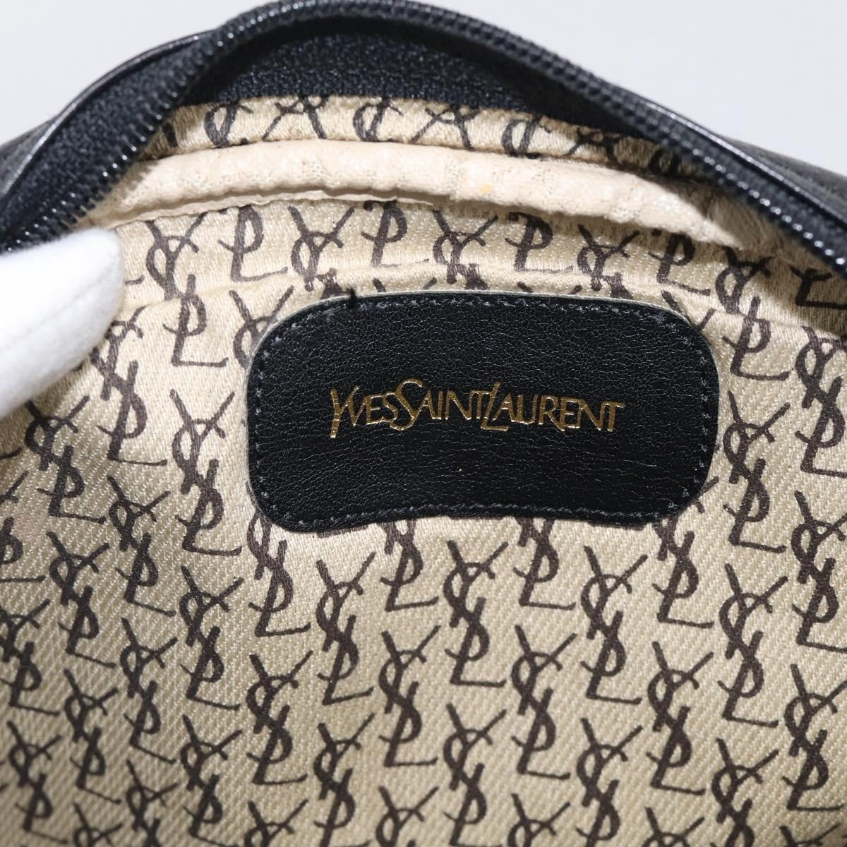 Saint Laurent Vintage Shoulder Bag Leather Black Leather Shoulder Bag Bag (Pre-Owned)