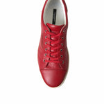 Dolce & Gabbana Elegant Red Leather Low Top Men's Sneakers