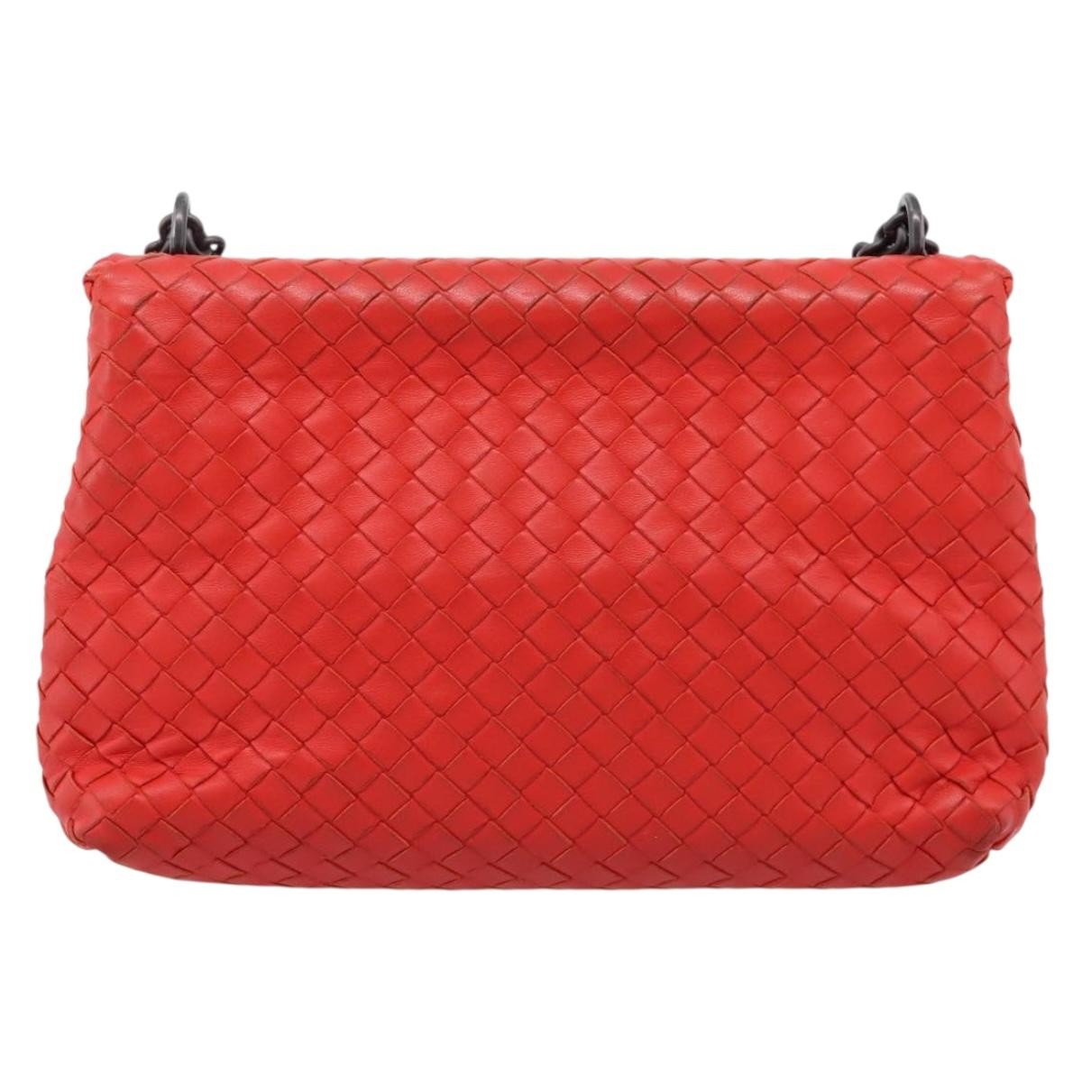 Bottega Veneta Olimpia Intrecciato Nappa Red Leather Shoulder Bag Bag (Pre-Owned)