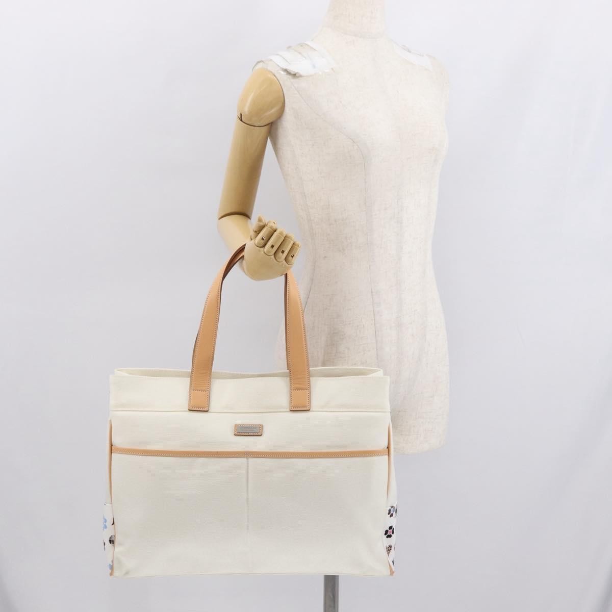Burberry Black Label Canvas White Canvas Tote Bag Bag (Pre-Owned)