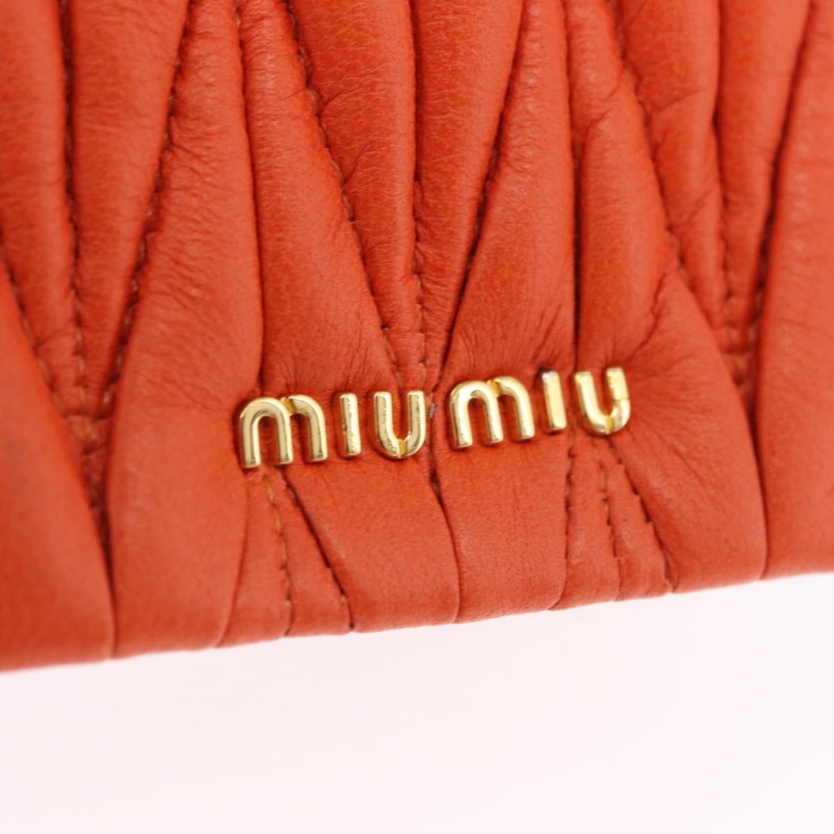 Miu Miu Sword Wallet Charm Leather Matelasse Orange Leather Crossbody Bag Bag (Pre-Owned)