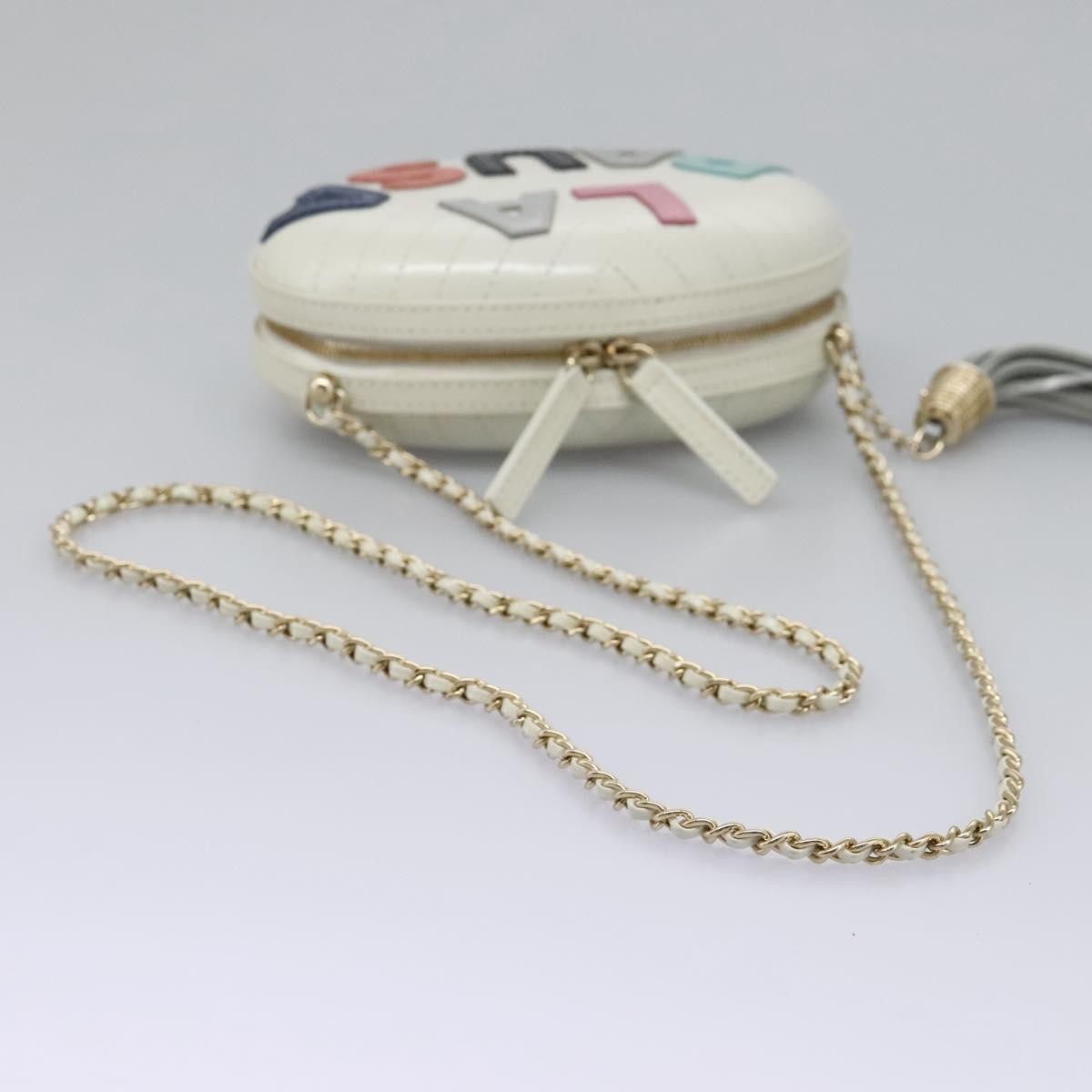 Chanel La Pausa Evening Chevron Lambskin With Applique White Leather Shoulder Bag Bag (Pre-Owned)