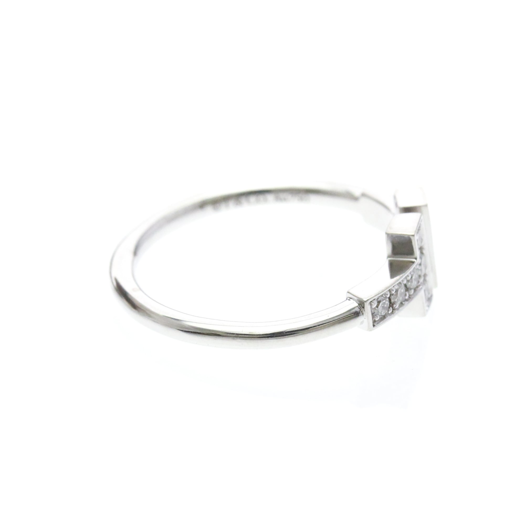 Tiffany & Co. T Wire 18K White Gold Silver White_Gold Ring Jewelry (Pre-Owned)