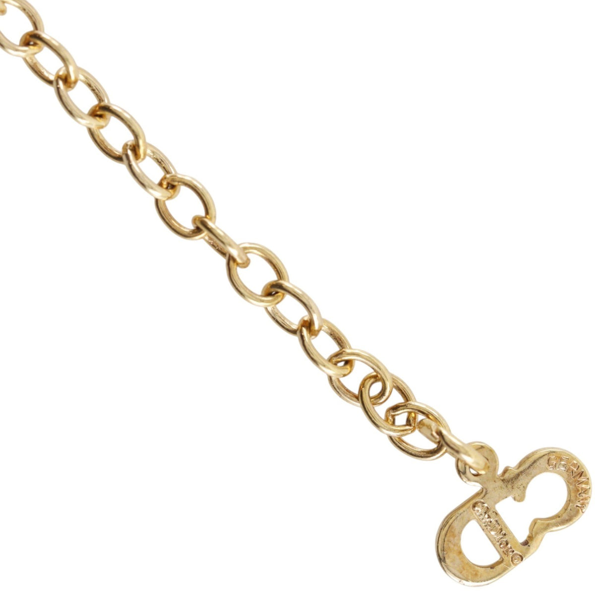 Christian Dior Bow Cd Pendant Metal With Crystal Gold Gold_Plated Necklace Jewelry (Pre-Owned)