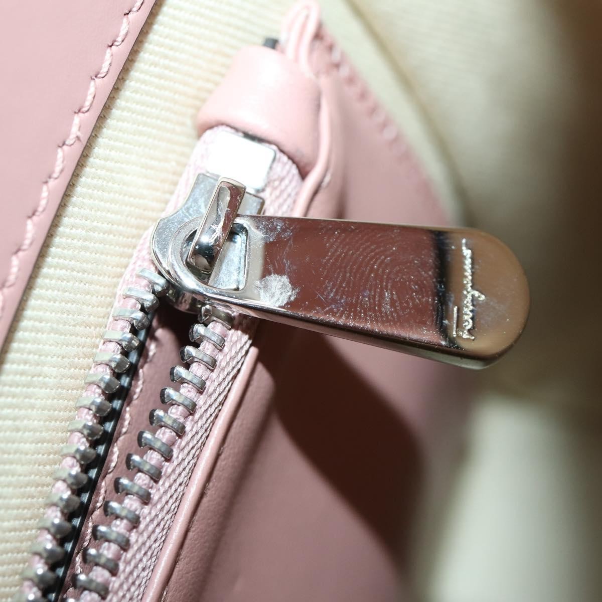 Salvatore Ferragamo Boxyz Top Handle Woven Leather Pink Leather Handbag (Pre-Owned)