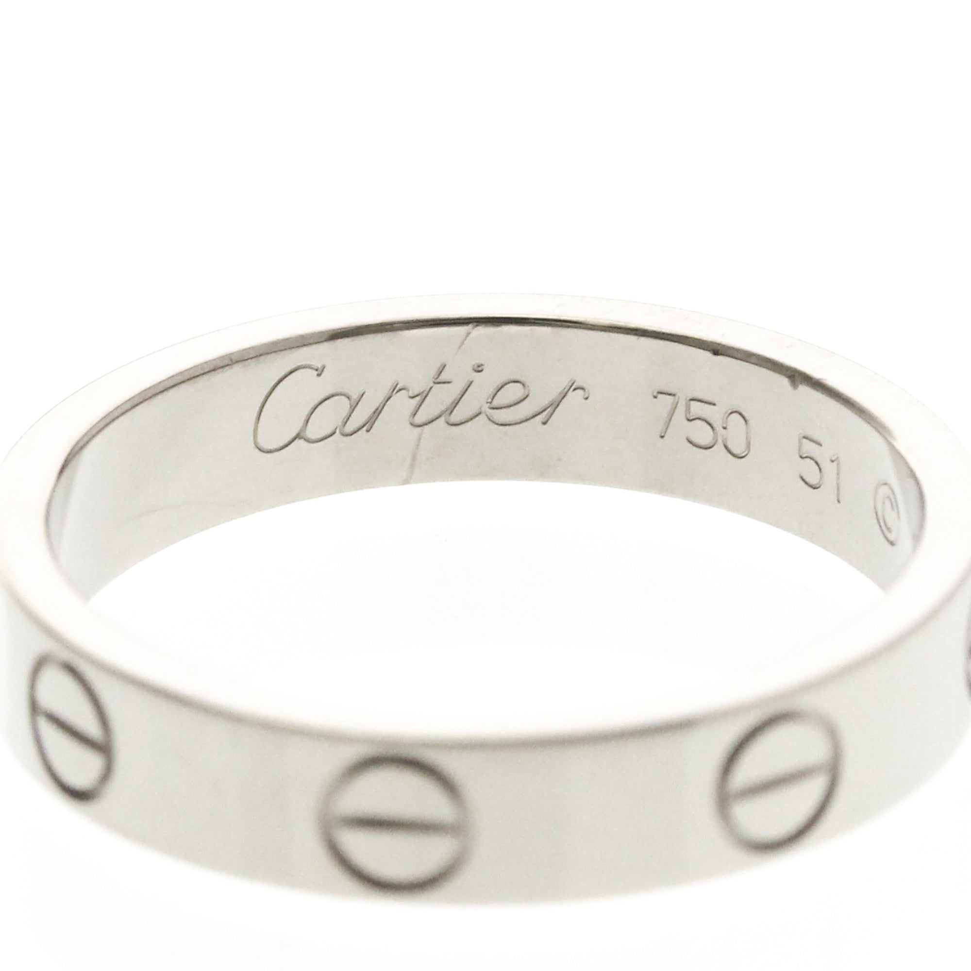 Cartier Love Band 18K White Gold Silver White_Gold Ring Jewelry (Pre-Owned)
